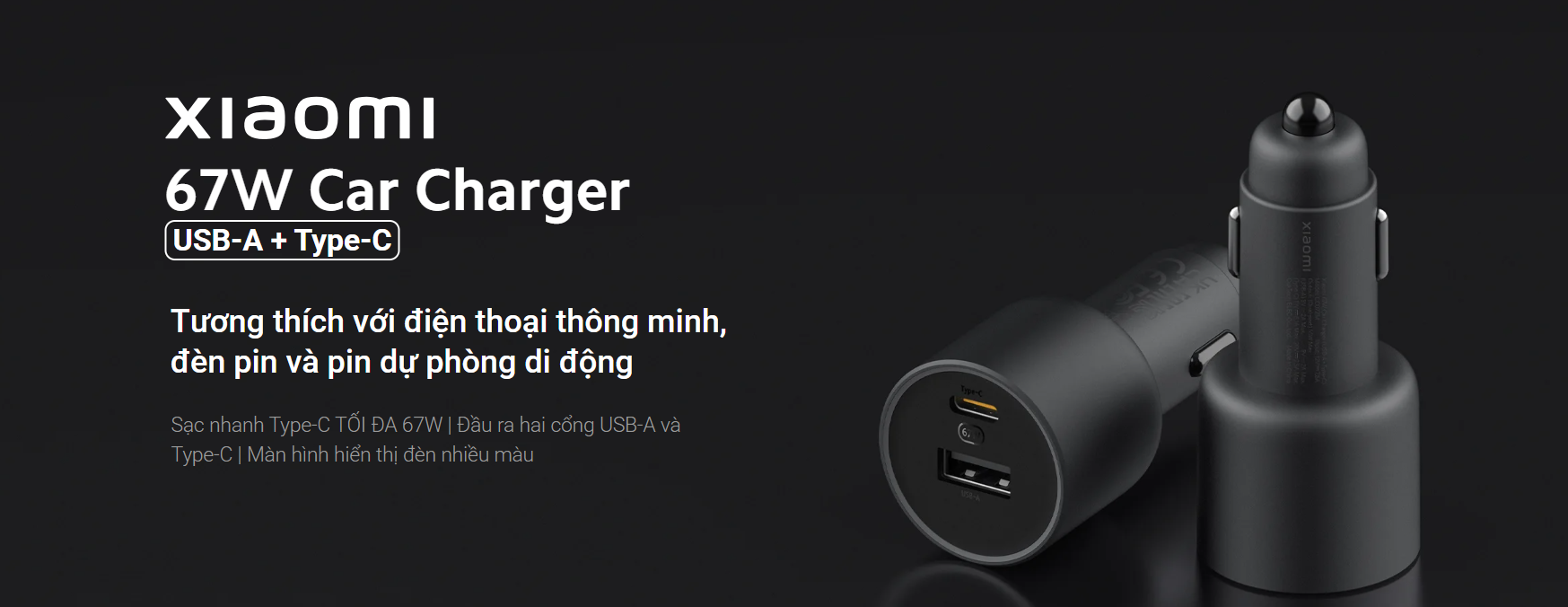 ĐẦU SẠC (ADAPTER) Xiaomi 67W Car Charger (USB-A + Type-C)(BHR6814GL)