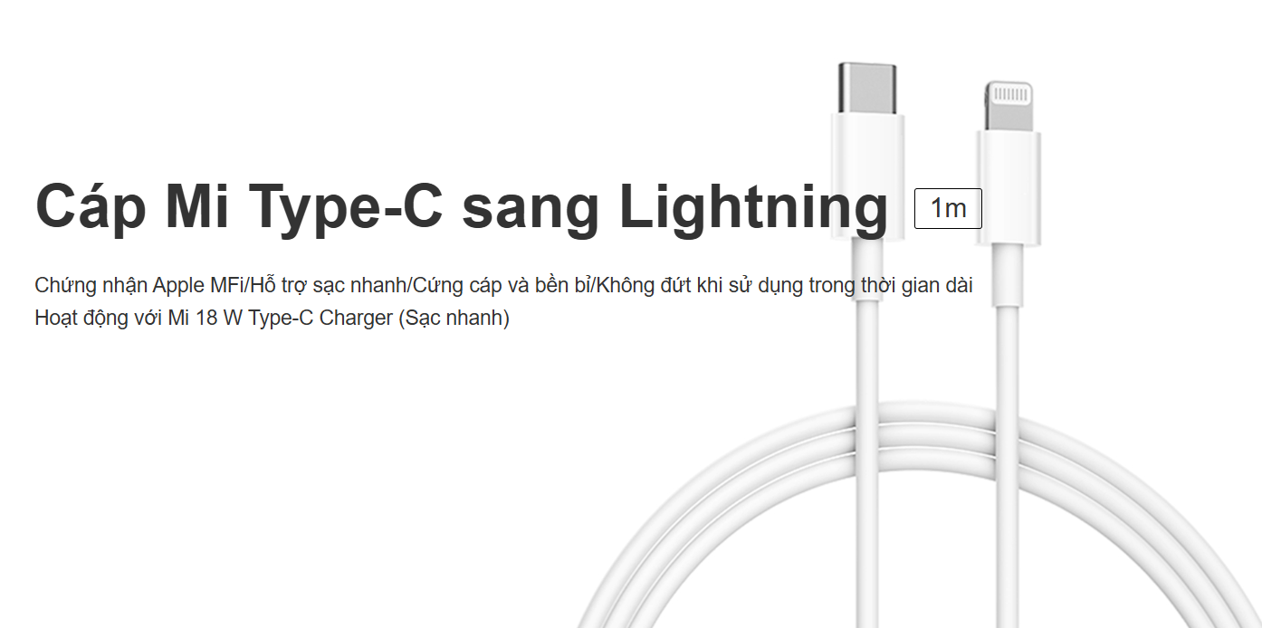 DÂY CÁP (CABLE) MI TYPE-C TO LIGHTNING CABLE 1M(BHR4421GL)