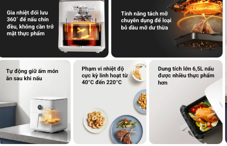 Xiaomi Smart Air Fryer 6.5L công nghệ gia nhiệt 360 độ