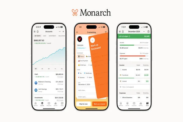 Monarch Money: Giao diện người dùng trực quan, hỗ trợ theo dõi tài chính cá nhân và lập kế hoạch tài chính dài hạn.