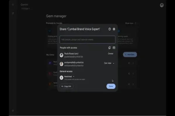 Cách Chia Sẻ Gemini Gems: Trợ lý AI Tùy Chỉnh Giống Google Drive