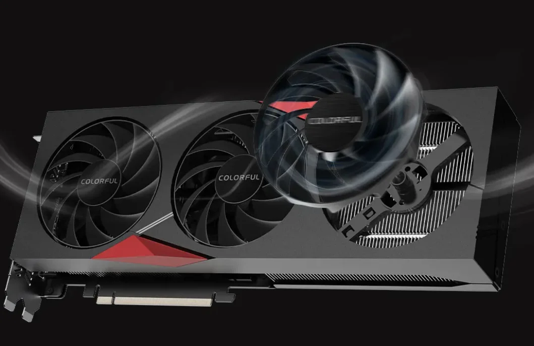 Card màn hình COLORFUL RTX 4060 NB EX 8GB-V có thiết kế đậm chất gaming với tông màu đen chủ đạo kết hợp các chi tiết đỏ nổi bật. Mặt trước gồm hai quạt tản nhiệt lớn, viền quạt có các góc vát mạnh tạo cảm giác cứng cáp. Trung tâm mỗi quạt có logo NB EX sắc nét. Thân card có đường nét góc cạnh, khỏe khoắn, mang phong cách thể thao. Mặt sau được che phủ bởi một tấm kim loại phẳng giúp tăng độ bền và hỗ trợ tản nhiệt. Tổng thể card có kích thước vừa phải, phù hợp với thùng máy phổ thông.
