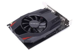 Card màn hình Colorful GT 1030 2G V3-V có thiết kế nhỏ gọn, màu đen đơn giản. Mặt trước gồm một quạt làm mát cỡ nhỏ nằm lệch về một bên, được bao quanh bởi lớp vỏ nhựa có các đường vát nhẹ. Phần tản nhiệt bằng nhôm lộ ra bên dưới lớp vỏ. Mặt sau là bảng mạch trần với các linh kiện điện tử gọn gàng. Tổng thể card có chiều cao thấp, phù hợp với các thùng máy nhỏ, mang dáng vẻ thực dụng và tinh giản.