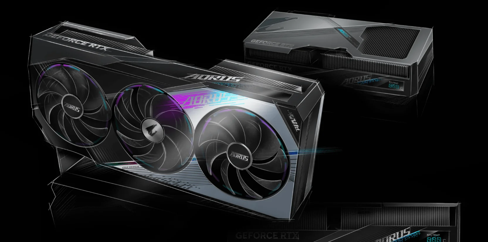Card màn hình GIGABYTE AORUS GeForce RTX 4080 MASTER 16G có thiết kế chắc chắn với lớp vỏ kim loại màu tối, kết hợp đèn LED RGB sáng màu tạo điểm nhấn hiện đại. Card có kích thước lớn với ba quạt tản nhiệt đặt song song trên bề mặt, mỗi quạt có cánh quạt thiết kế tinh tế giúp làm mát hiệu quả. Phía sau là tấm chắn kim loại cứng cáp, bảo vệ các linh kiện bên trong. Các cổng kết nối bao gồm nhiều cổng DisplayPort và HDMI, được sắp xếp gọn gàng ở một cạnh, thuận tiện cho việc kết nối nhiều màn hình. Tổng thể sản phẩm mang vẻ ngoài mạnh mẽ, cao cấp, thể hiện hiệu suất và độ bền vượt trội.