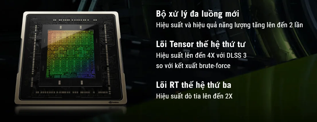 Sản phẩm là card đồ họa cao cấp với khung kim loại đen chắc chắn, thiết kế góc cạnh mạnh mẽ. Mặt trước có ba quạt lớn tối ưu luồng gió, phía trên là khe thông gió và đèn RGB đổi màu hiện đại. Mặt sau là tấm lưng kim loại cứng cáp với lỗ thoáng khí. Card có thiết kế gọn gàng, không lộ đầu nguồn, cổng kết nối gồm HDMI và DisplayPort cho đa màn hình. Tổng thể, card mang phong cách công nghiệp, hiện đại, mạnh mẽ và sang trọng.