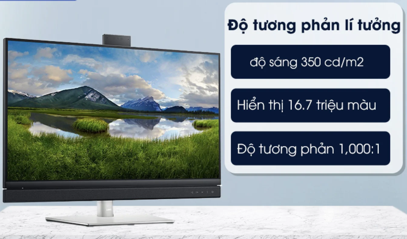 Bên cạnh đó, Dell có độ sáng 350 cd/m2 để bạn có thể thoải mái làm việc hay giải trí kể cả khi sử dụng ngoài trời. Màn hình có độ tương phản 1,000:1 cho hình ảnh có chiều sâu cùng khả năng hiển thị 16.7 triệu màu giúp tái tạo màu sắc chân thực và sống động.