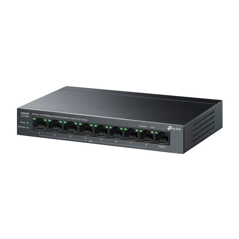 Truyền PoE Lên Tới 250 Mét Với Chế Độ Mở Rộng Với tính năng Chế Độ Mở Rộng (Extend Mode), switch có thể truyền dữ liệu và cấp nguồn PoE lên đến 250m, giúp dễ dàng kết nối đến các khu vực xa như nhà kho, hành lang dài hoặc bãi xe. Khi bật chế độ này, các cổng hoạt động ở tốc độ 10Mbps, phù hợp với các thiết bị yêu cầu băng thông thấp nhưng cần nguồn ổn định. PoE Tự Động Phục Hồi – Đảm Bảo Hoạt Động Liên Tục LS109P được tích hợp chức năng PoE Auto Recovery, tự động phát hiện và khởi động lại các thiết bị PoE khi bị treo hoặc ngừng phản hồi. Tính năng này giúp hệ thống của bạn luôn duy trì hoạt động ổn định, đặc biệt quan trọng với hệ thống camera an ninh 24/7.