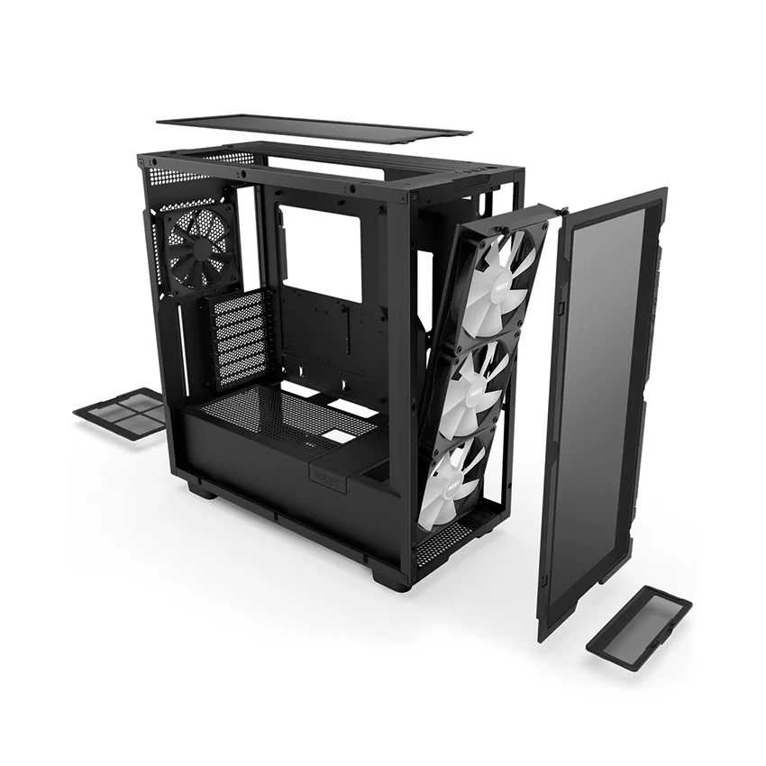 Điểm Nhấn RGB Cho Dàn Máy Cá Tính Case được tích hợp quạt RGB cao cấp, có khả năng đồng bộ ánh sáng qua phần mềm NZXT CAM hoặc các hệ sinh thái ánh sáng phổ biến khác. Đây không chỉ là vỏ case phục vụ tản nhiệt, mà còn là một phần quan trọng giúp bạn xây dựng dàn PC RGB thẩm mỹ, đậm chất cá nhân. Kết Luận NZXT H7 Flow RGB (2024) All Black là sự lựa chọn toàn diện cho người dùng yêu cầu một vỏ máy cao cấp, hiệu năng tản nhiệt mạnh, khả năng tương thích linh hoạt và thiết kế hiện đại. Với sự kết hợp của kính cường lực, RGB và các công nghệ hỗ trợ tản nhiệt mới nhất, sản phẩm này xứng đáng là nền tảng hoàn hảo cho mọi dàn PC hiệu năng cao.