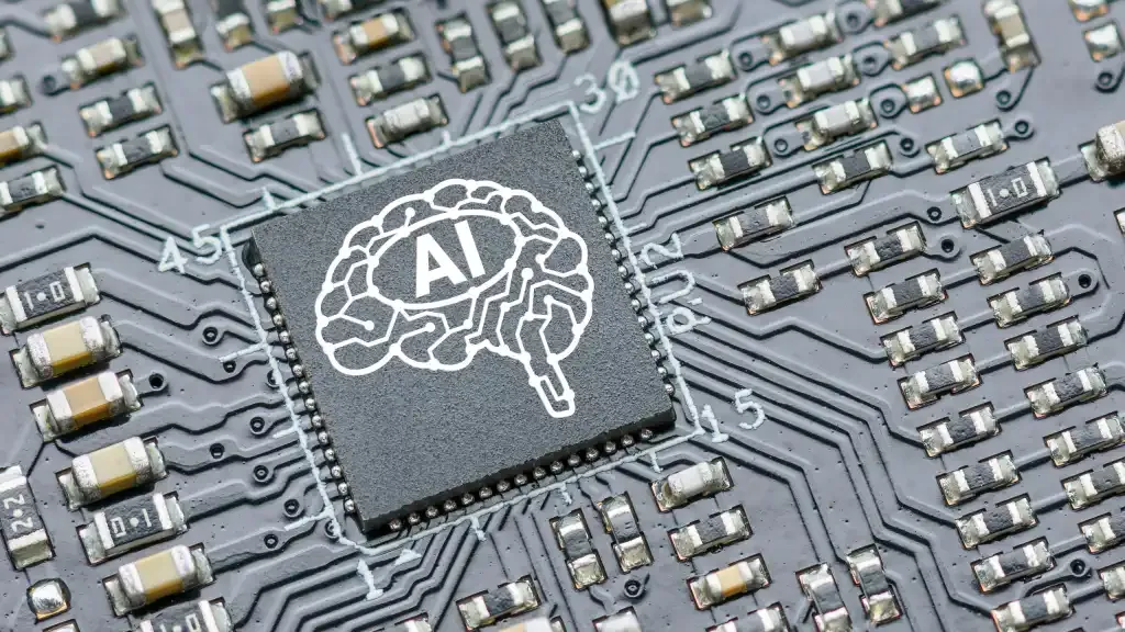 Artificial-intelligence-AI-chip-on-a-circuit-board-illustration
