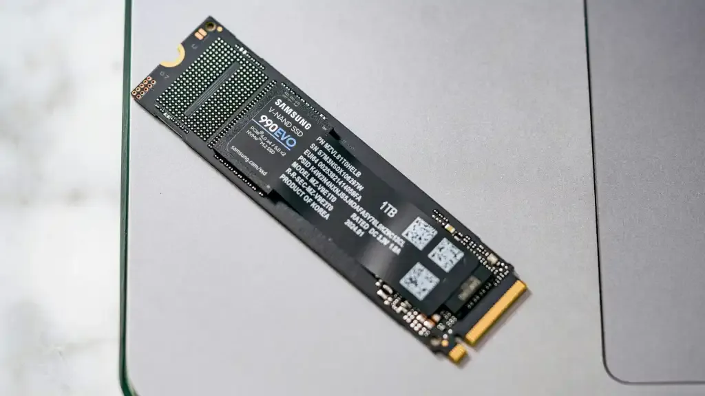 Samsung-990-EVO-SSD-sitting-on-a-laptop