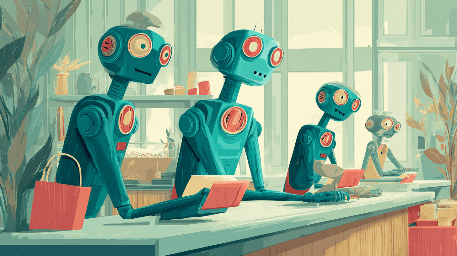 crimedy7_illustration_of_robots_as_cashiers_vivid_colors_--ar_59dae2ec-6d4f-4cac-b168-057bcc55f251_1