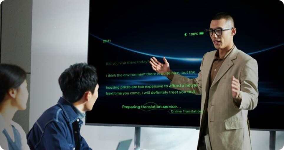 Bản kết xuất báo chí của máy nhắc chữ đang hoạt động trên kính Rokid