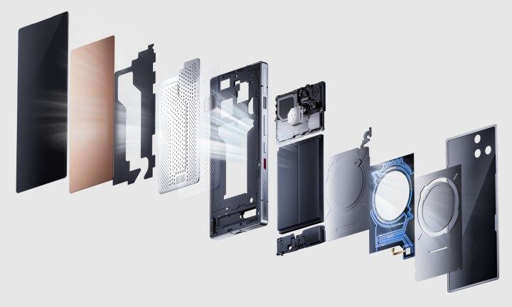Liquid cooling technology from RedMagic sandwiches between other components.