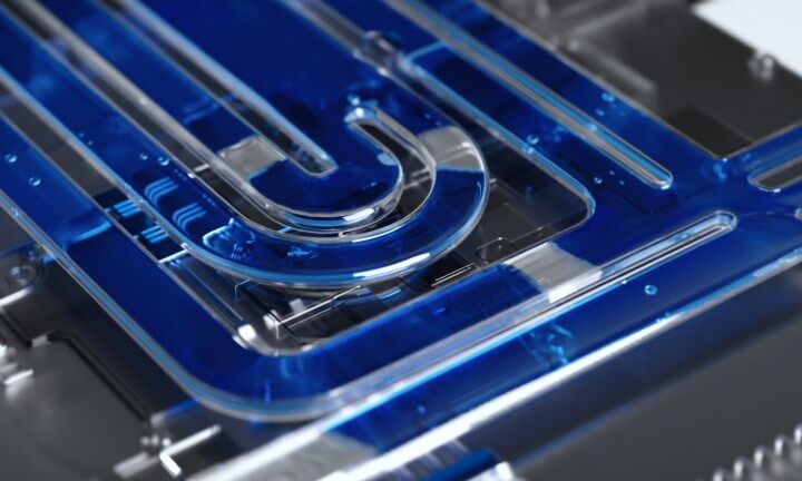 Close up shot of the liquid cooling technology developed by RedMagic.