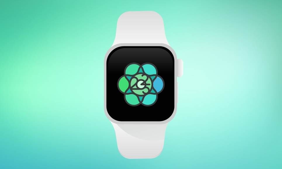 Chiếc cúp Tháng chánh niệm 2025 ở giữa chiếc Apple Watch.