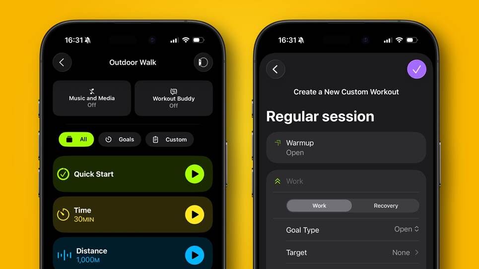 Ứng dụng Apple Fitness hiển thị cách tạo bài tập tùy chỉnh.